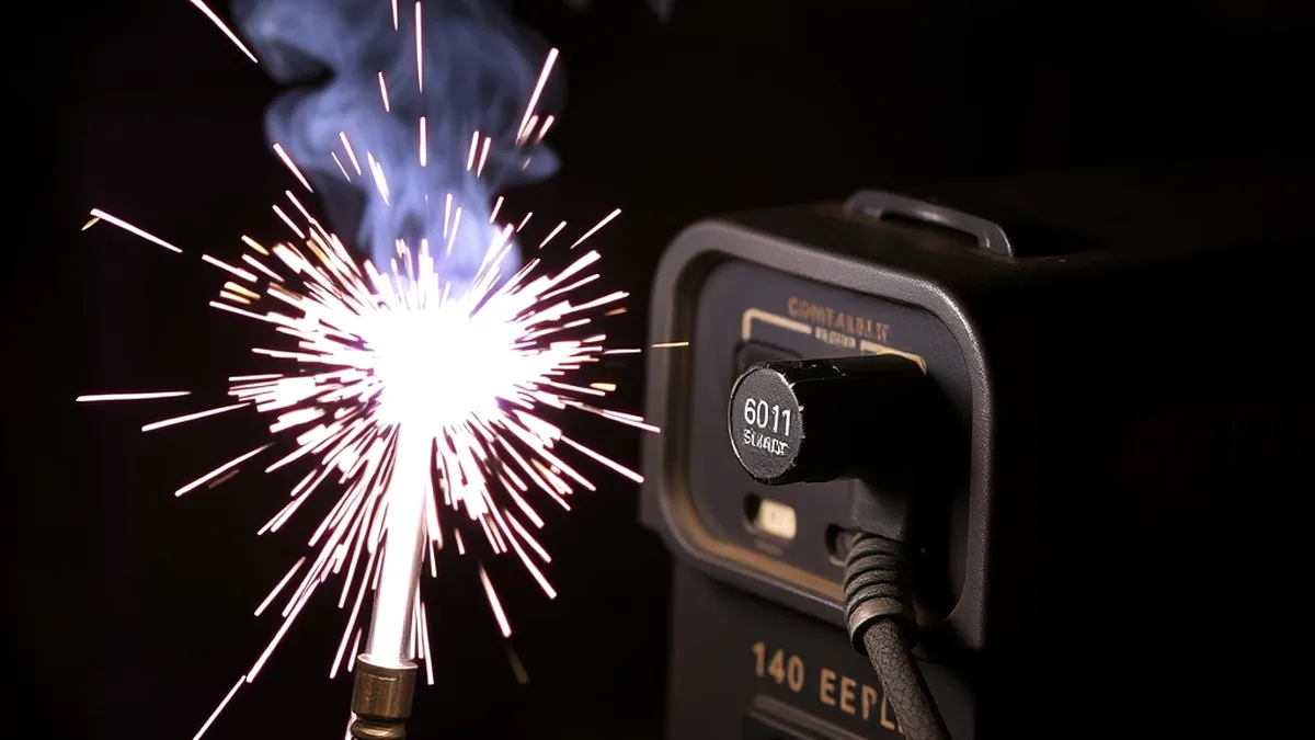6011 electrode sparks on a stick welder on a generator