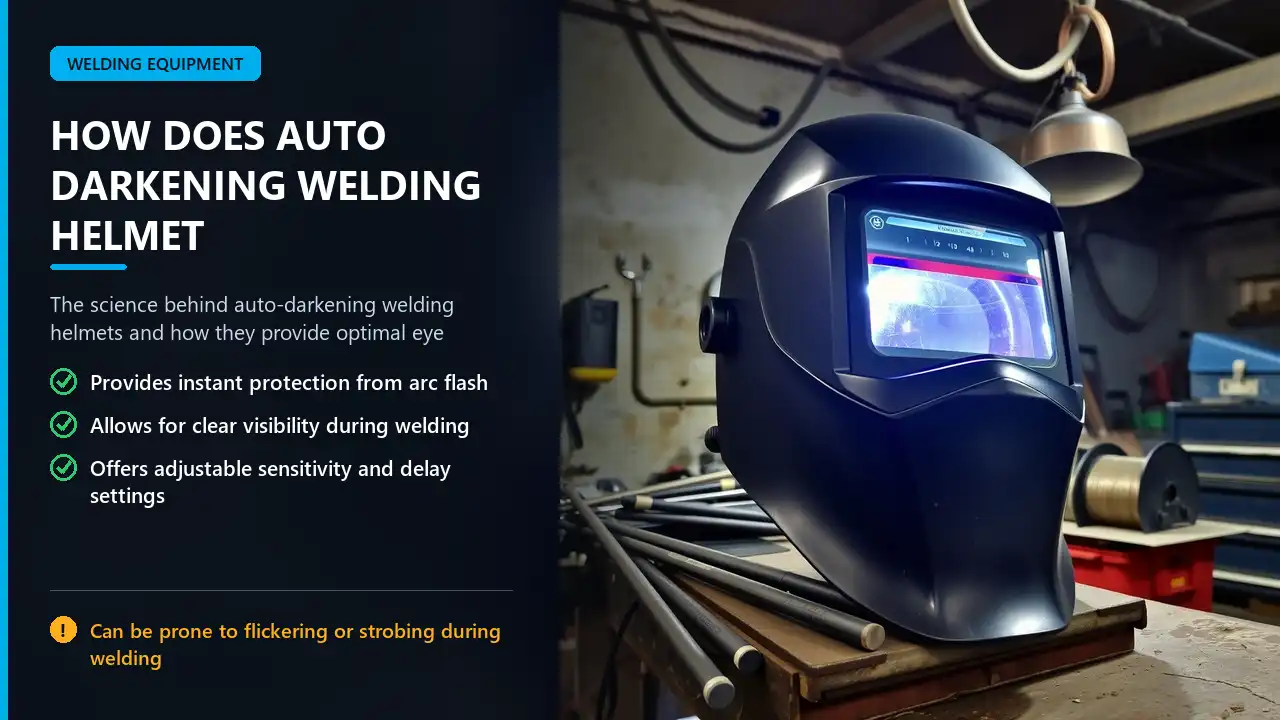auto-darkening welding helmet in use