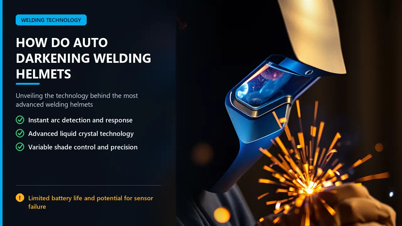 Auto-darkening welding helmet in action