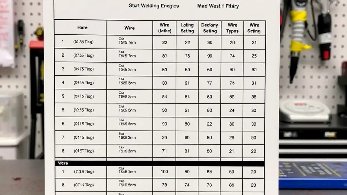 flux core welding chart settings wire types