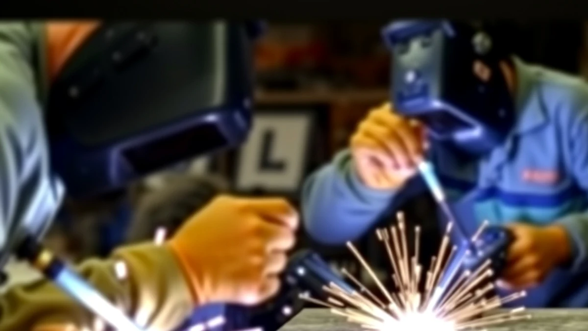 Welder working in various positions