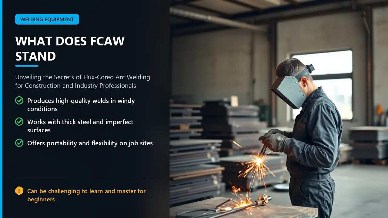Flux-cored arc welding process in a workshop