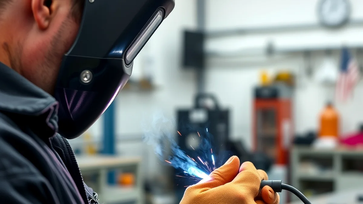 welder inspecting test weld