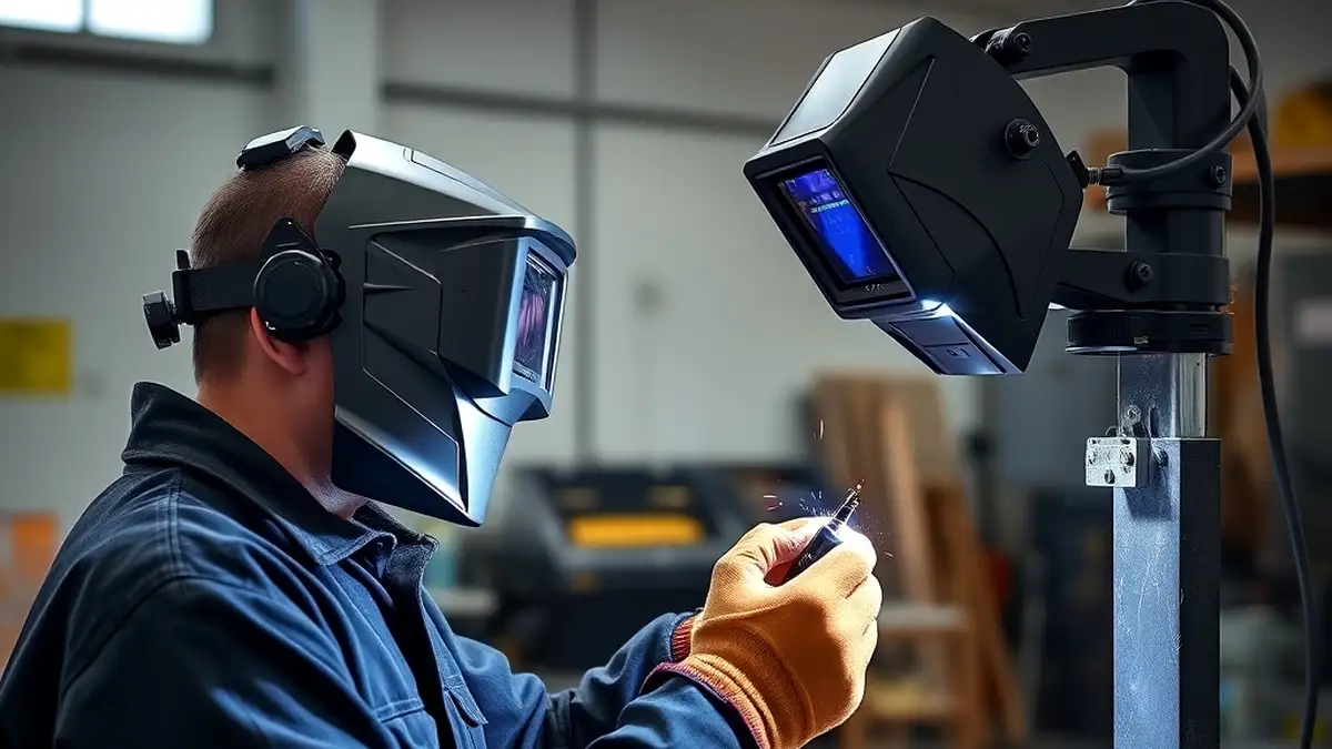 welder testing helmet with welding simulator