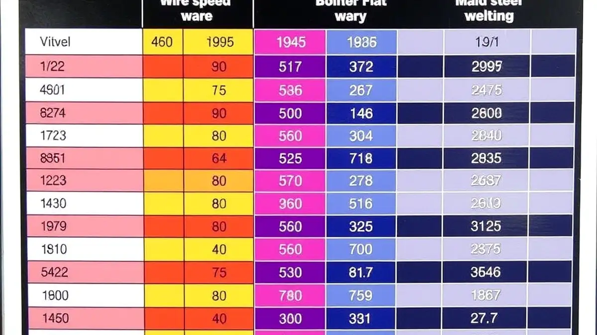 the master flux core chart for flat position mild steel