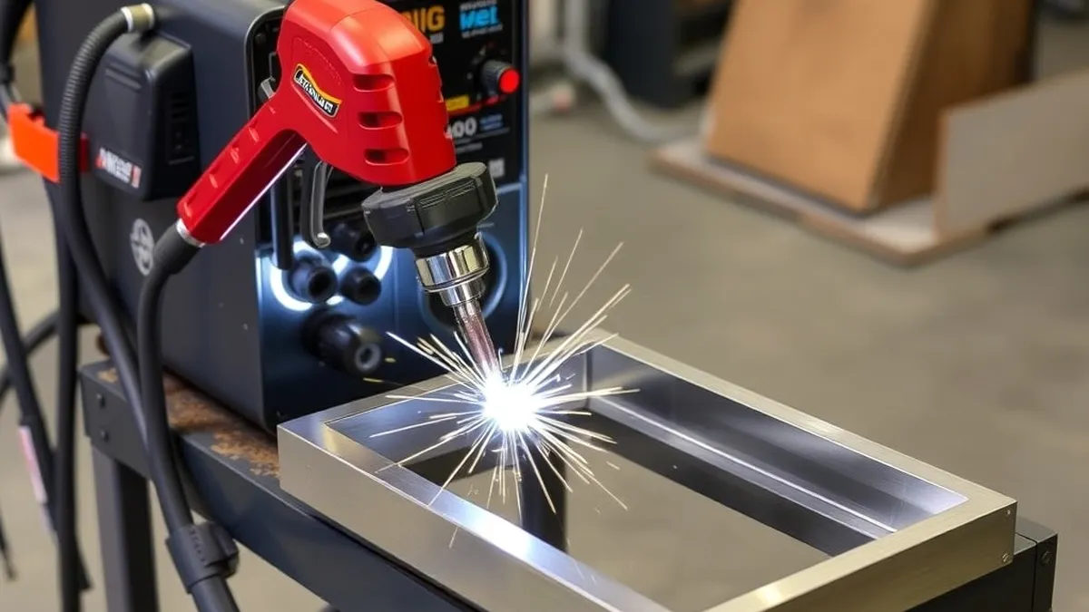 MIG welder setup on cart