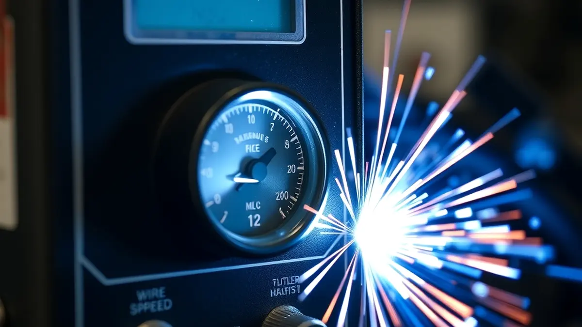 MIG welder's control panel with wire feed speed