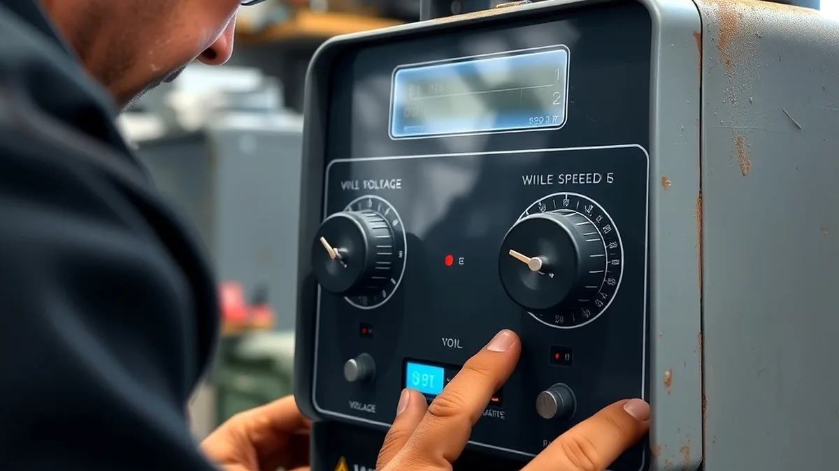 adjusting voltage and wire speed