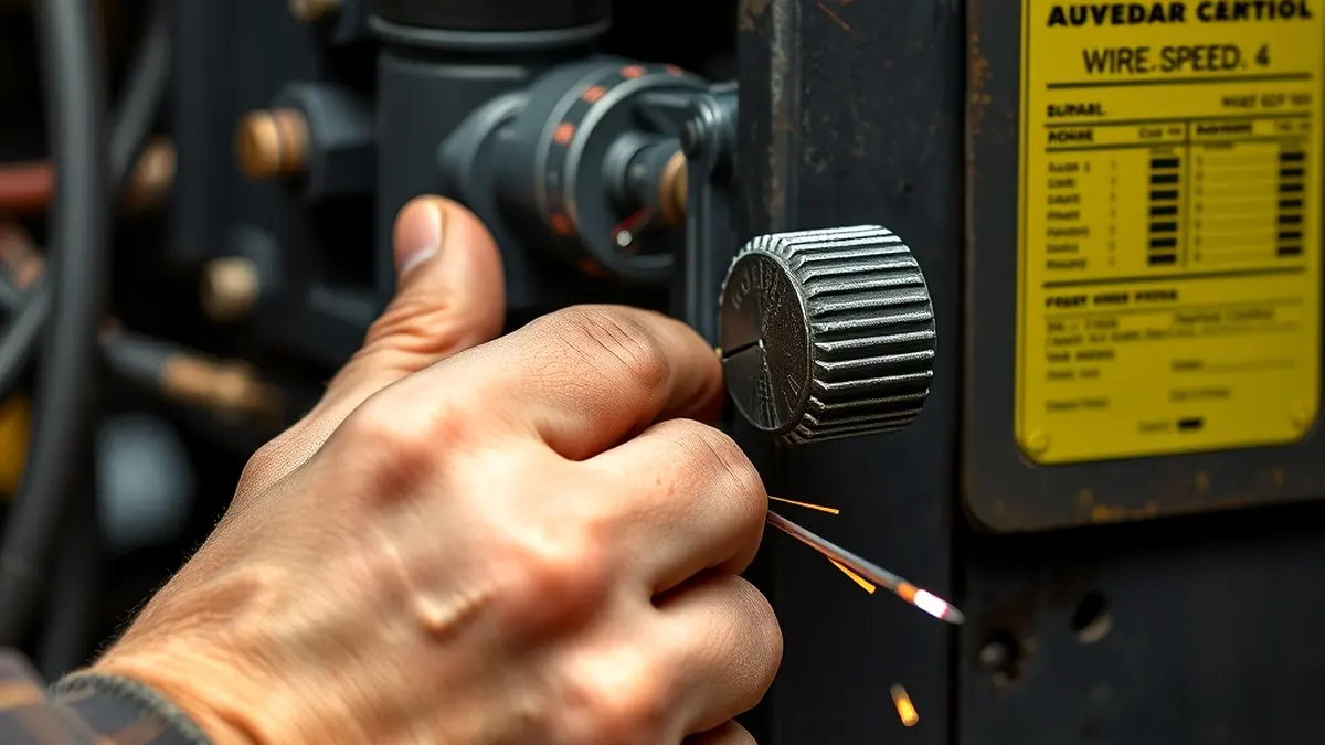 Welder adjusting wire speed control