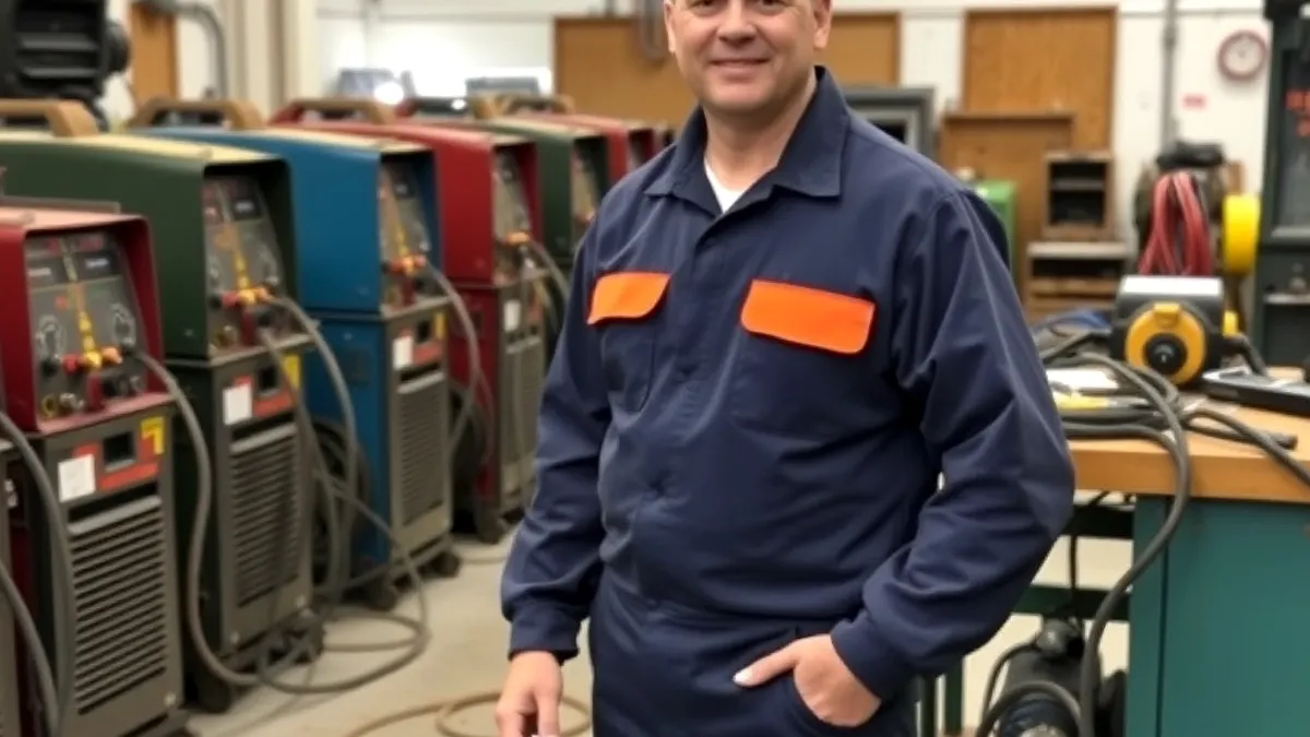 welder in front of machines